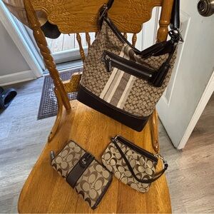 COACH Legacy boho purse shoulder bag wallet and wristlet lot signature